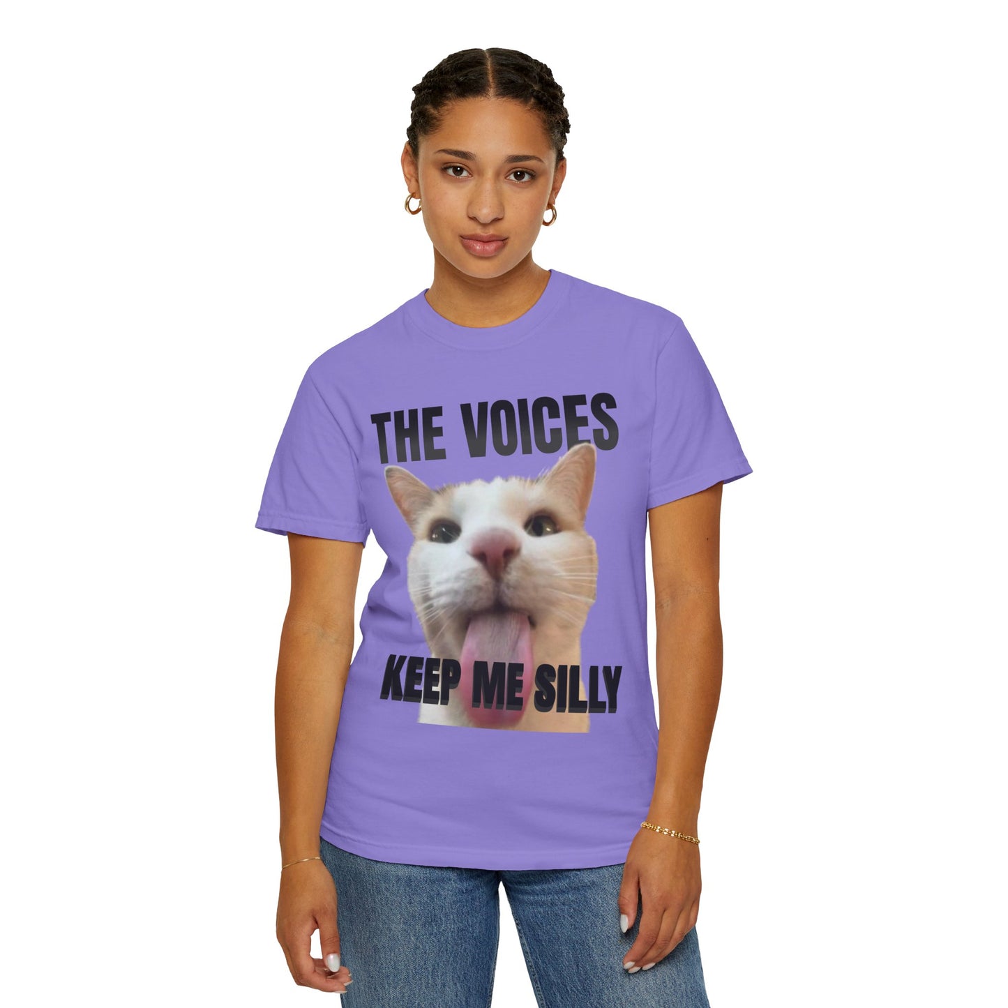 The Voices Keep Me Silly T‑Shirt