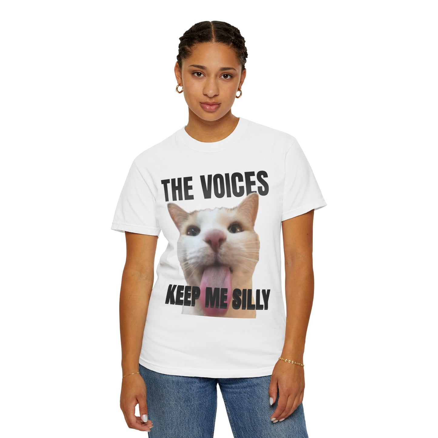 The Voices Keep Me Silly T‑Shirt